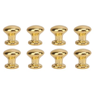 JTLB 8pcs 1:12 Scale Miniature Round Head Pull Handle Metal Simple Dollhouse Door Handle Knobs (Golden)