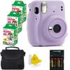 Fujifilm Mini 11 Instant Camera - Lilac Purple + Fuji Mini Twin Pack Instant Film (60 Sheets) + Batteries + Case + TopKnotch Bundle view 1