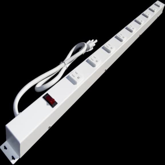 36 Power Strip, 9 Outlets, 3' Cord, White