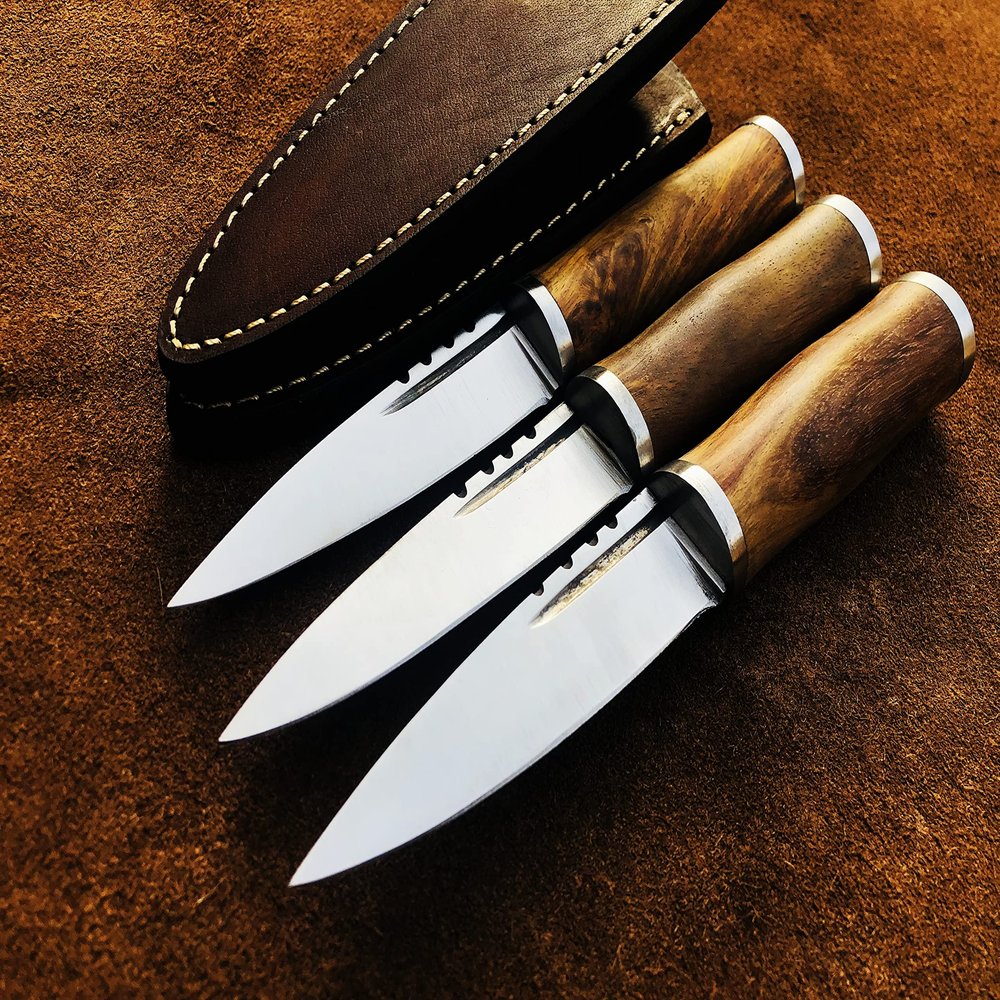 SUFI Custom Handmade Carboon Steel Segiun Dubh, Scottish Dagger, EDC, Set of 3