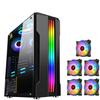 Black 5fans+ PC Case ATX M-ATX Mid-Tower Gaming Computer Case Tempered Glass 120mm ARGB Fans USB3.0 Tempered Glass Side view 1