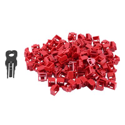 Nicfaky 100Pcs Red RJ45 Port Ethernet LAN Hub Anti Dust Cover Plug Cap Blockout Protector with Proprietary Lock and Key