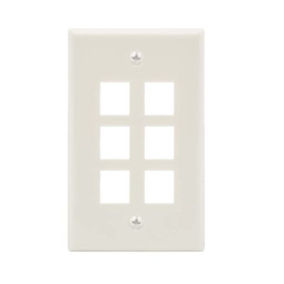 Cable Central LLC (5 Pack) 6Port Keystone Wallplate White Smooth Face