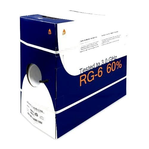 Cable Central LLC 500Ft RG6/U 60% Dual Shield Bare Copper Black - 500 Feet