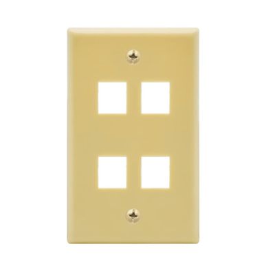 Cable Central LLC 4Port Keystone Wallplate Ivory Smooth Face