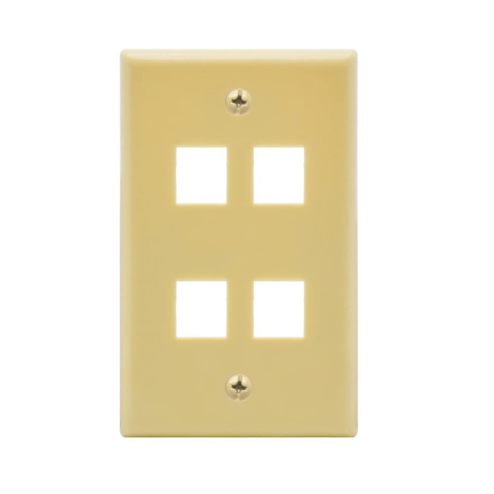 Cable Central LLC 4Port Keystone Wallplate Ivory Smooth Face