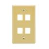 Cable Central LLC 4Port Keystone Wallplate Ivory Smooth Face view 1