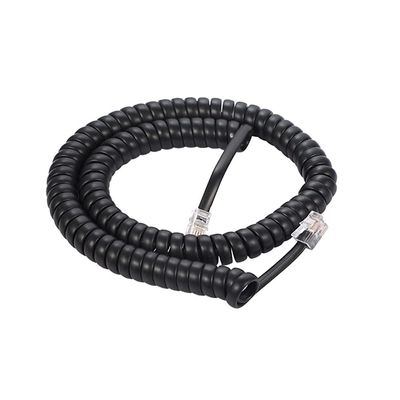 Cable Central LLC 12Ft Coiled Handset Cord, RJ22 (4P4C) Black - 12 Feet
