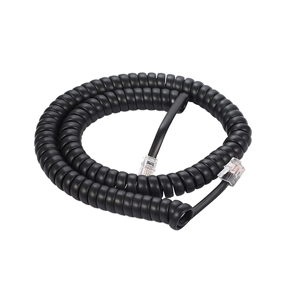 Cable Central LLC 12Ft Coiled Handset Cord, RJ22 (4P4C) Black - 12 Feet