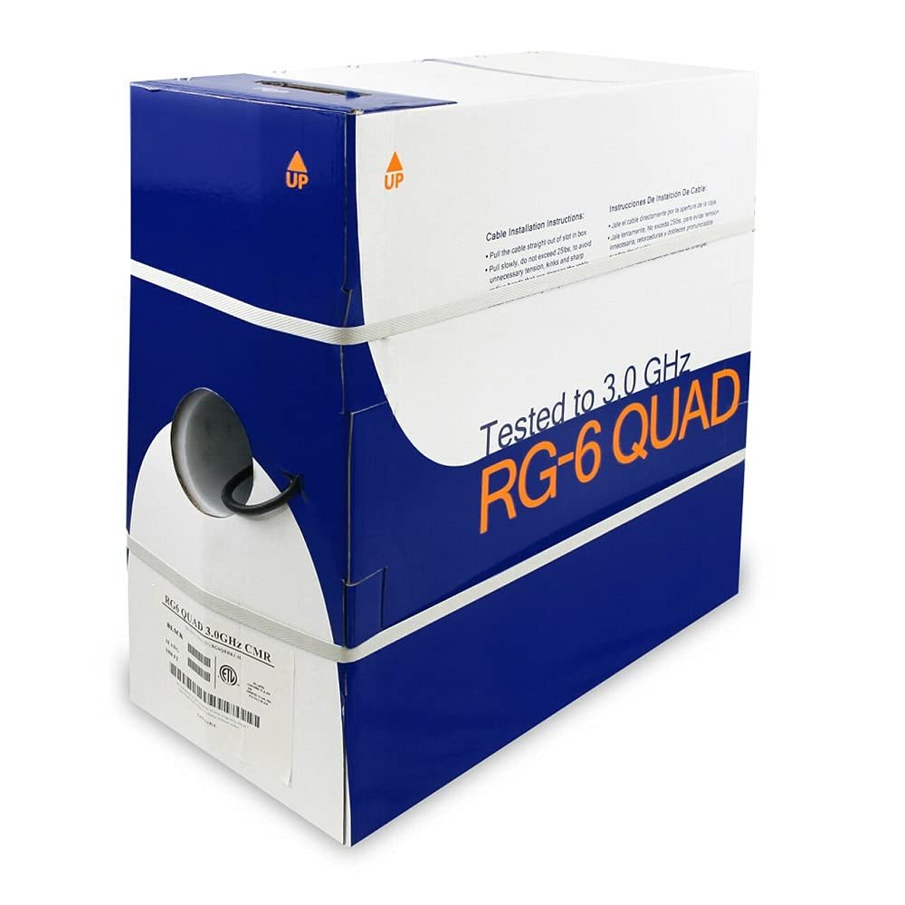 Cable Central LLC 500Ft RG6 CMR CCS Quad Shield Coax Cable Black - 500 Feet