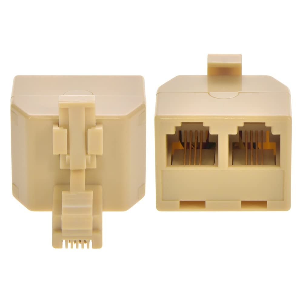Cable Central LLC (5 Pack RJ11(6P4C) 1M/2F Modular T Adapter, Ivory Color