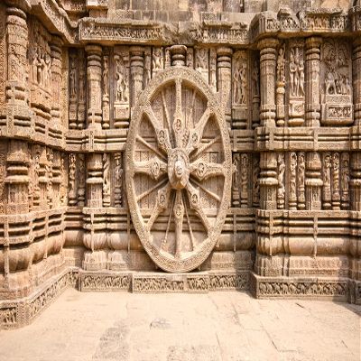 BELECO 9x6ft Fabric Temple of The Sun Indian Backdrop Ancient India Temple Historical Carving Buildings Chariot Wheel Hinduism Religion Background Indian Landmark Travel Photo Studio Props Wallpaper