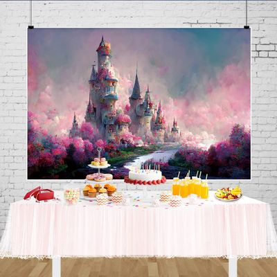 10x8ft Fantasy Castle Photography Backdrop Purple Theme Abstract Castle Backdrops Princess Birthday Party Kids Fairy Tale Party Decoration Photo Background