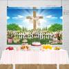 12x10ft Easter Backdrop Spring Natural Scenery Easter Jesus Cross Sunrise God Bless Photo Background for Kids Children Newborn Baby Shower Birthday Party Decor Banner view 1
