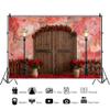 15x10ft Valentine Backdrop Rustic Wood Door and Red Rose Flower Decorate Photography Background Abstract Retro Rose Wall Background Valentine Day Dessert Cake Table Decoration view 3