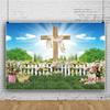 10x8ft Easter Backdrop Spring Natural Scenery Easter Jesus Cross Sunrise God Bless Photo Background for Kids Children Newborn Baby Shower Birthday Party Decor Banner view 2