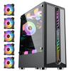 Black USB3.0 Mid-Tower PC Gaming Computer Case - Tempered Glass ATX Mid Tower with 5pcs 120mm ARGB Fans USB3.0 Tempered Glass Side view 1