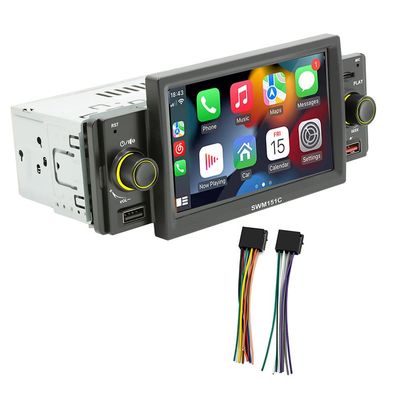 1Din Carplay Android Auto Car Radio 5-inch Touchscreen Car Stereo MirrorLink 2USB FM TF BT Colorful Backlight Car Autoaudio