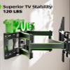 USX MOUNT Full Motion TV Mount for 42-80 Inch Flat Screen LED TV up to 120 lbs, Swivel TV Wall Mount Dual Articulating Arms, Tool-Free Tilt TV Bracket Max VESA 600x400mm, for 8-16 in Wood Studs view 2