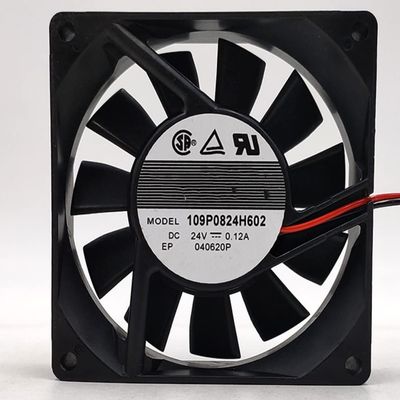 109P0824H602 24V 0.12A 2.88W 4000RPM 52CFM 80X80X20MM 2-Wire Cooling Fan