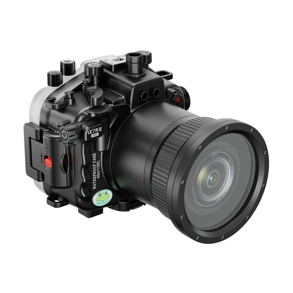 Sea frogs Compatible with Sony A7RIII 90MM Underwater 40m/131ft Maximum Diving Depth Waterproof Housing Professional Diving Case Box IPX8can Adjust The Aperture