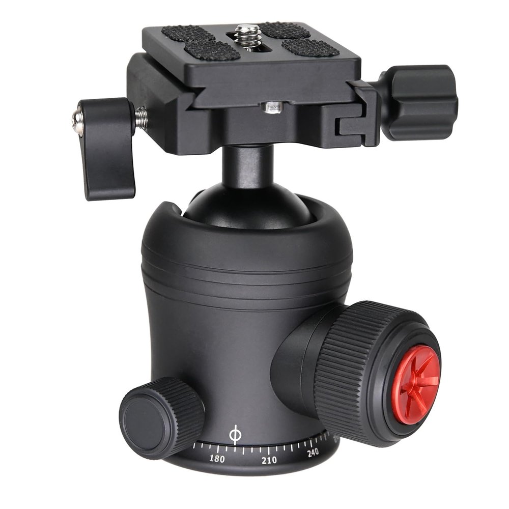SIOTI Camera Ball Head Tripod Mount, Compatible with Camera, Camcorder, Telescope, Action Camera, Slider, Tripod (34mm Diameter Ball)