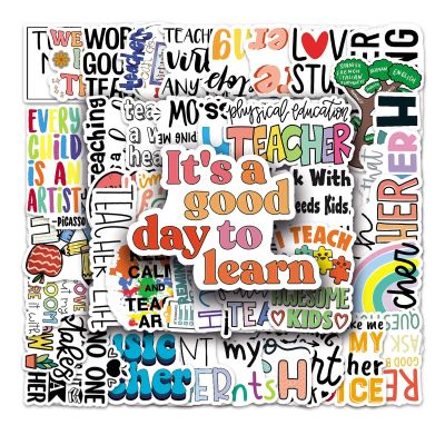 100 PCS Teacher Stickers, Vinyl Waterproof Teachers Day Gift Card Stickers for Water Bottles, Laptop, Notebook, Cell Phone, Luggage