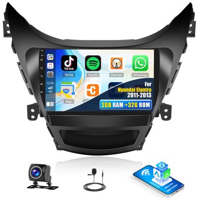 2+32G Android 13 Car Stereo for Hyundai Elantra 2011 2012 2013 with Carplay Android Auto Mirror Link Change Wallpaper Theme 9 inch Touchscreen Radio FM RDS HiFi Bluetooth WiFi GPS+ AHD Camera & MIC