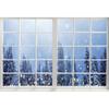 Laeacco 3x2m Pine Tree Backdrop, Window Outdoor Snowflakes Glittering Bokeh Light Spots Photography Background Winter Fir Forest Backdrop for Theme Party Decor Kids Adult Portrait Shoot Props view 1