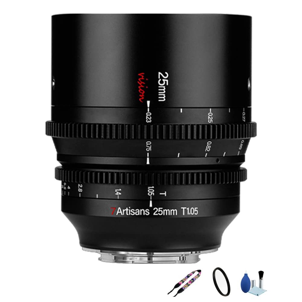 7artisans 25mm T1.05 APS-C Vision Series Cine Lens Manual Focus Large Aperture Cinematic Lens for M4/3 Mount Camera Like Panasonic/BMPCC 4K/6K ZCAM E2G/E2-M4/E2/E2C GH5 GH6 OM-1