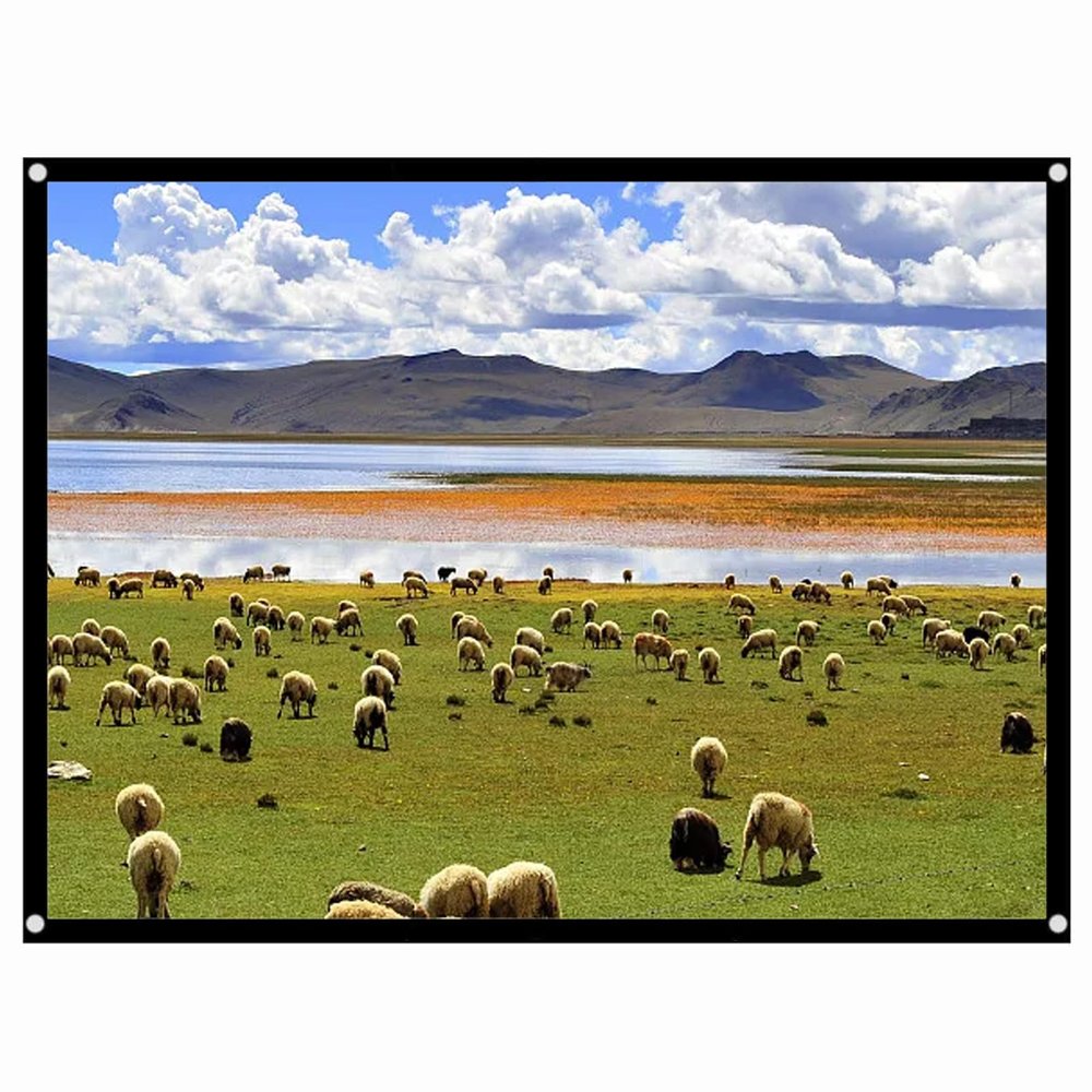 Portable Projection Screen, 4:3 Foldable Noncrease Movies Screens White Projector Curtain for Home Theater Conference Outdoor Camping(100in)