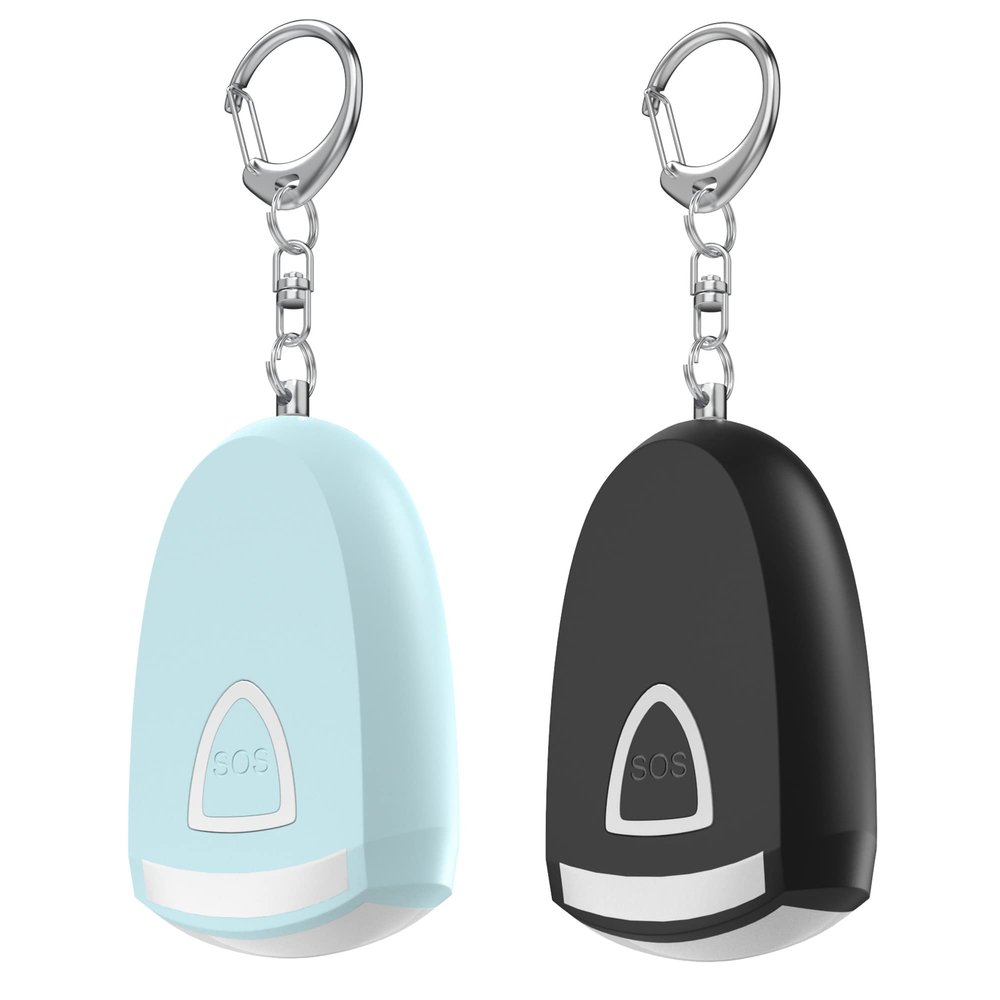 ANKOSHUN Rechargeable Personal Alarm for Women - Safety Keychain 2 Pack, 130 dB Siren and Strobe Light, for Students, Joggers, Night Workers, Elders, Kids, Women, 4 Pop Color (Aqua&Black)