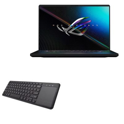 BoxWave Keyboard Compatible with ASUS ROG Zephyrus M16 (GU603) - MediaOne Keyboard with TouchPad, USB Fullsize PC Wireless TrackPad - Jet Black