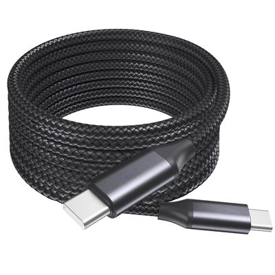 BoxWave Cable Compatible with Ayaneo Air Pro - DirectSync PD Cable (10ft) - USB-C to USB-C (100W), Long Type C Braided Nylon Alloy Fast Charge - Jet Black