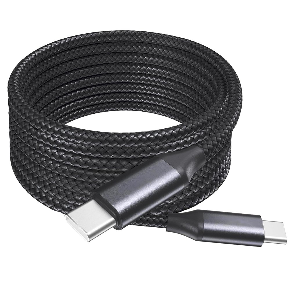 BoxWave Cable Compatible with Ayaneo Air Pro - DirectSync PD Cable (10ft) - USB-C to USB-C (100W), Long Type C Braided Nylon Alloy Fast Charge - Jet Black
