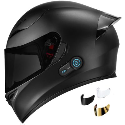 Bluetooth Motorcycle Helmet, Black (Small)