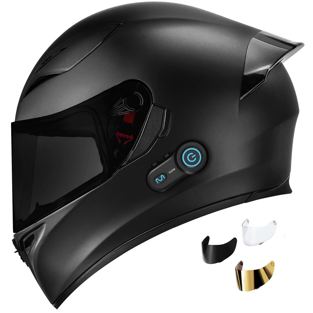 Bluetooth Motorcycle Helmet, Black (Small)