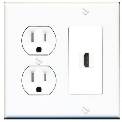 RiteAV Custom HDMI Wall Plate 1 Port - Tamper Res Round [White/White]