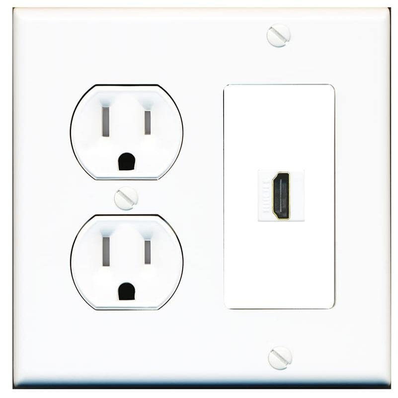 RiteAV Custom HDMI Wall Plate 1 Port - Tamper Res Round [White/White]
