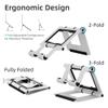 Rmour Adjustable Laptop Stand for Desk, Foldable Aluminum & Ergonomic Laptop Riser Holder Compatible with MacBook Air/Pro, HP, Dell, Lenovo and Tablet(10-17 inch) -Silver view 2