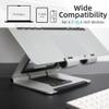 Rmour Adjustable Laptop Stand for Desk, Foldable Aluminum & Ergonomic Laptop Riser Holder Compatible with MacBook Air/Pro, HP, Dell, Lenovo and Tablet(10-17 inch) -Silver view 3
