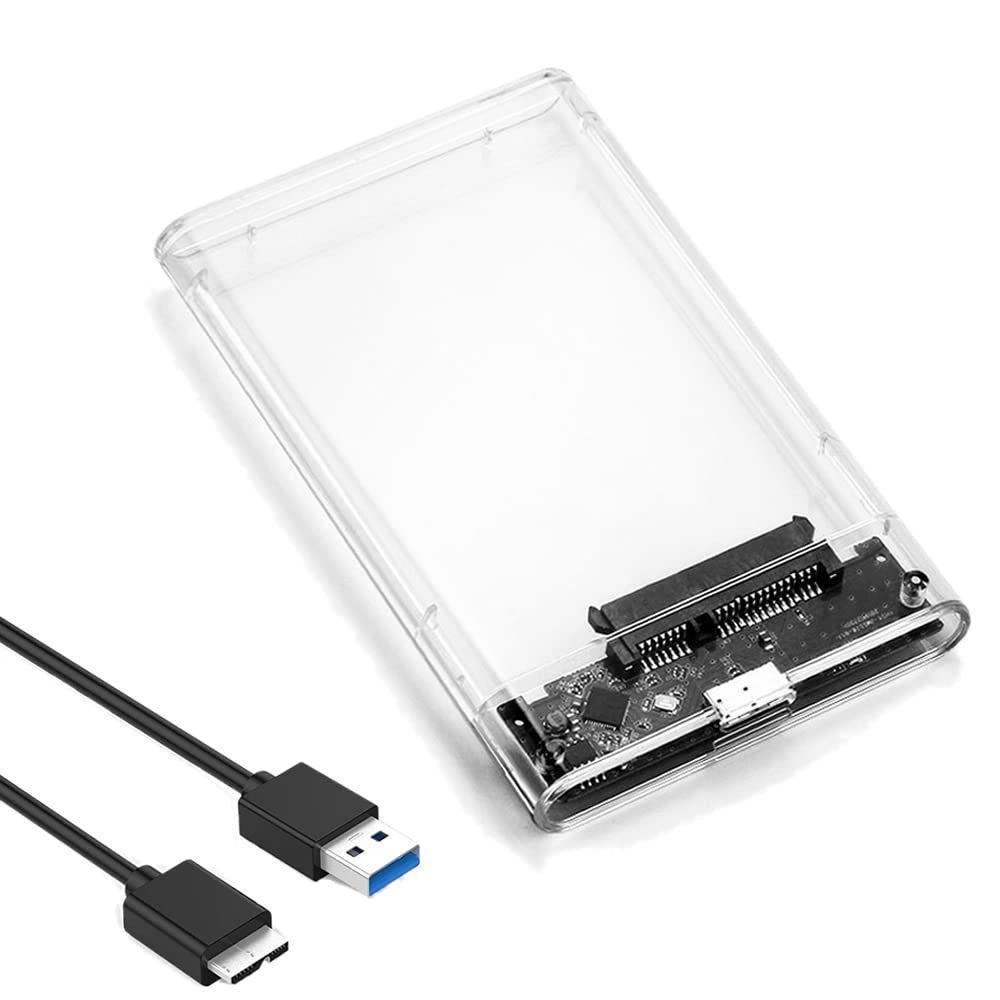 Tianle 2.5" Hard Drive Enclosure, SATA to USB 3.1 6Gbps Tool-Free Clear External Hard Drive Enclosure Compatible with 2.5 SATA SSD/HDD Caddy, PS5/4 Xbox TV Laptop MacBook PC