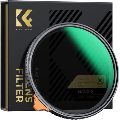 K&F CONCEPT 62mm True Color Variable ND2-32 (1-5 Stops) ND Lens Filter, Adjustable Neutral Density Filter with 28 Multi-Layer Coatings for Camera Lens