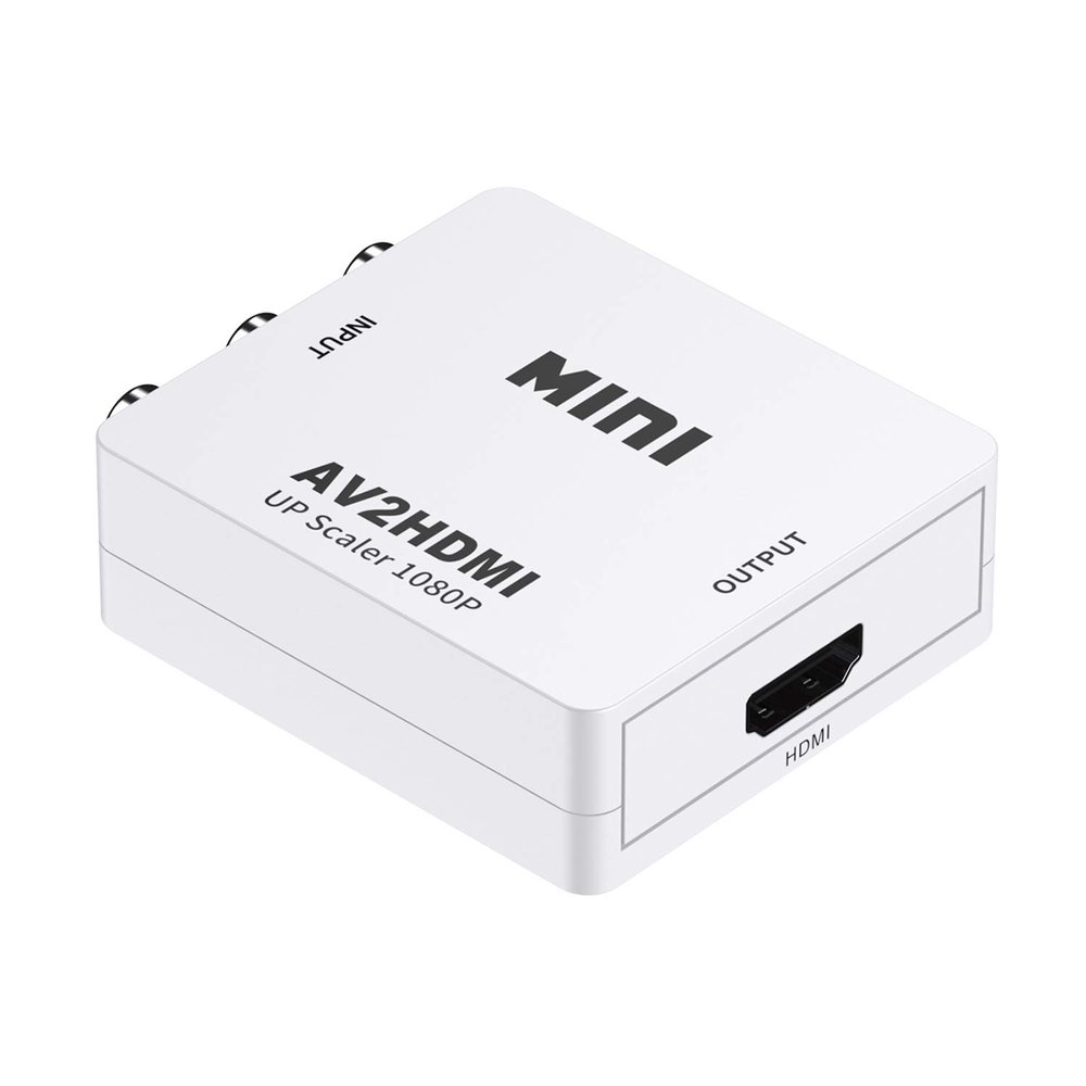 Tianle RCA to HDMI Converter, AV to HDMI Adapter 1080P Mini RCA Composite CVBS Video Audio Converter Adapter Supporting PAL/NTSC for TV/PC/PS2/PS3/STB/Xbox/VCR/DVD, White