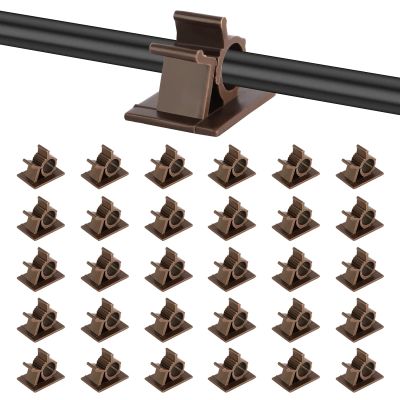 Viaky Adjustable Cable Clips, 30 Pcs Brown Adhesive Holder Ideal Cord Winder Management for Organizing Wires-Car Home Office and Desk Nightstand