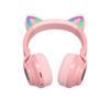 YUSONIC Cat Ear Bluetooth Headphones for Kids & Adults, Wireless Foldable & Wired Multi-Function LED Light Up Over Ear Headphones with Mic and Volume Control for iPhone/iPad/Laptop/PC (Pink 2) view 3
