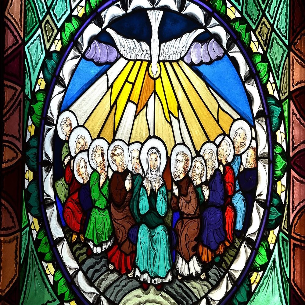 BELECO 9x6ft Fabric Stained Glass Window Pentecost Backdrop Peace Dove Holy Spirit on Jesus Photography Background Wallpaper Christian Religious Belief Church Event Decor Photo Booth Studio Props