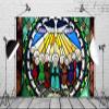 BELECO 9x6ft Fabric Stained Glass Window Pentecost Backdrop Peace Dove Holy Spirit on Jesus Photography Background Wallpaper Christian Religious Belief Church Event Decor Photo Booth Studio Props view 2