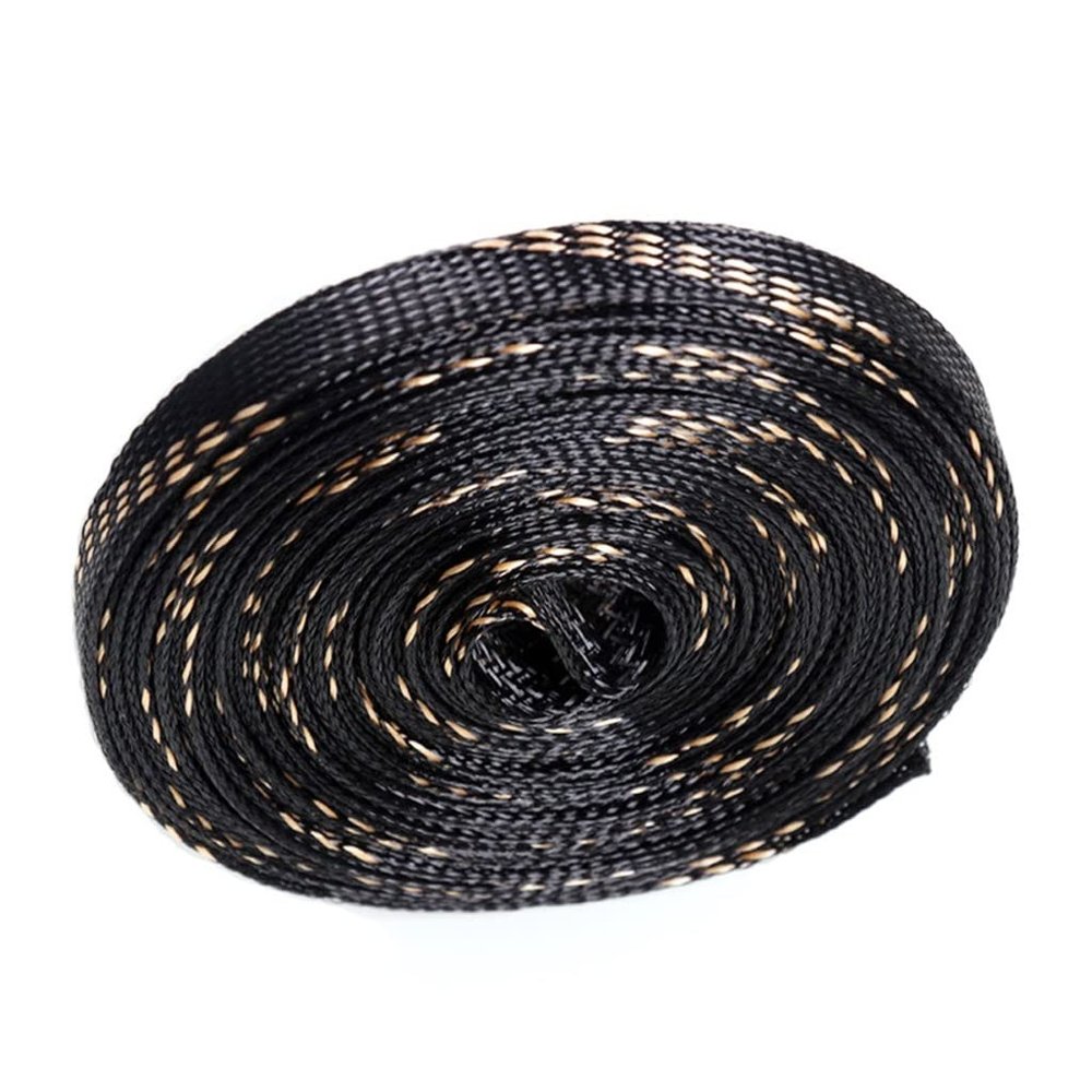 MOZTO 1pcs Insulation Braided Sleeves Black+Gold, 4/6/8/10/12/15/20/25mm Wire Protection High Expandable Braided Sleeving Cable (Color : 10mm, Size : 10M)