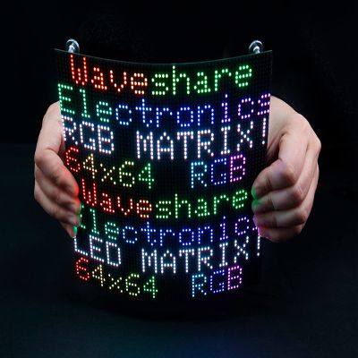 Flexible RGB Full Color LED Matrix Panel 64x64 Pixels, 4096 Individual RGB LEDs,3mm Pitch,Adjustable Brightness and Bendable PCB, Compatible with Raspberry Pi/Raspberry Pi Pico / ESP32 / Ardu